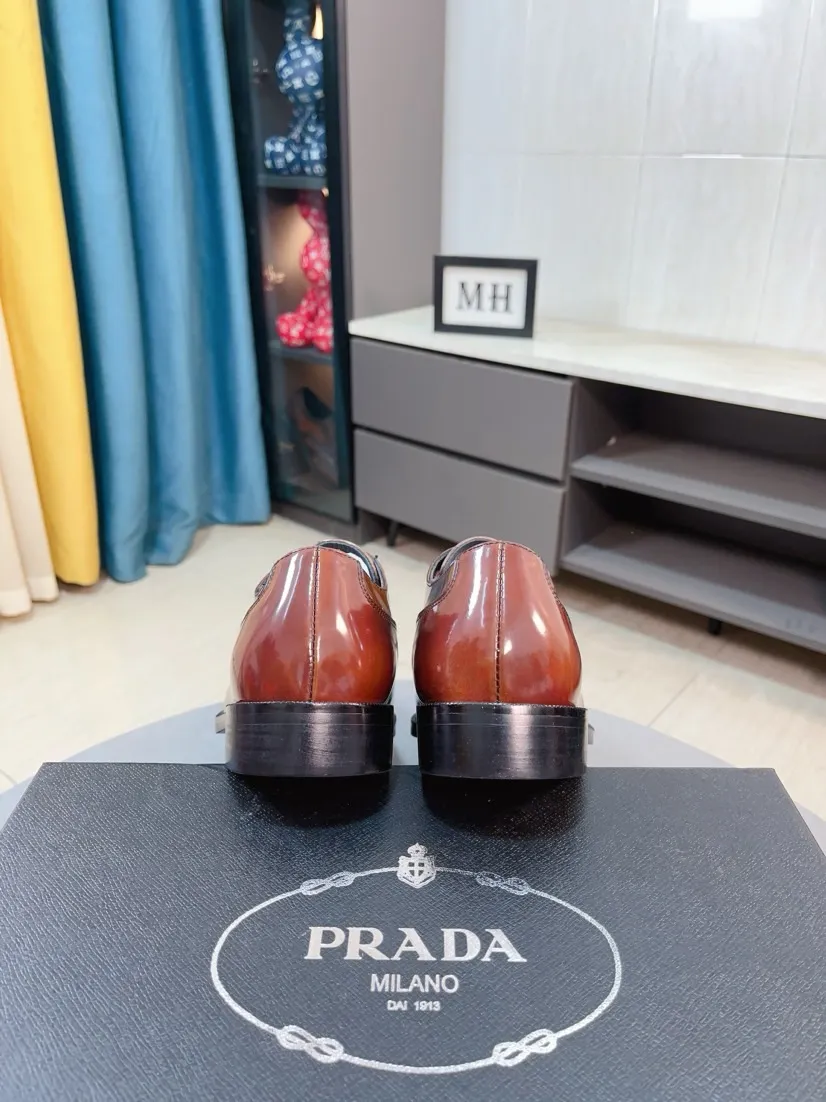 Men's shoes 💰540🌹🌹【PRADA Leather Shoes】Top purchasing agent Original imported Italian custom cowhide leather surface, fully imported water-dyed breathable cowhide lining, original factory special molded sole super comfortable, size: 38-44